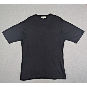 Pronto Uomo Mens XL Black 100 Silk Crewneck Pullover Sweater Luxury Minimalist